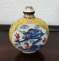 中国 大清乾隆年制　景泰藍珐琅彩　紫銅胎龍纹鼻烟壶　金属工芸中国古美術古董時代物