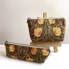 ハンドメイドポーチ2点セットモリス生地赤