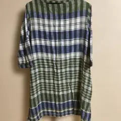 チェック柄五分袖チュニック