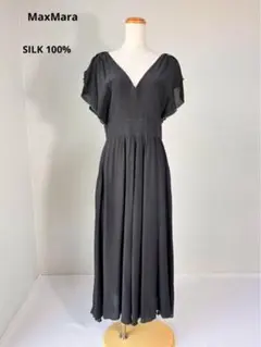 Max Mara】マックスマーラ シルク ワンピース 黒 S 36 イタリア製