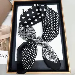 スカーフ 70cm ドット ペイズリー柄 バッグ アクセサリー 上品 おしゃれ