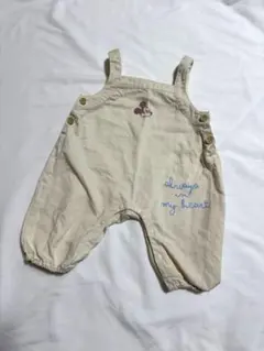 ディズニー ミッキーマウス刺繍 ベージュ サロペット オーバーオール