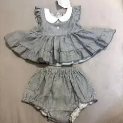 【タグ付き新品】ベビー服 セットアップ 70cm ストライプ フリルのサムネイル