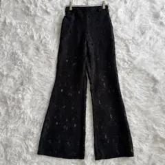 【新品未使用】GUレースフレアパンツ　ブラック