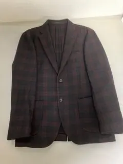 ユニクロ ウールブレンドコンフォートジャケット メンズ L 赤 チェック