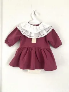 プティマイン 襟付き カットワンピース ロンパース 70 ピンク