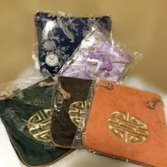 台湾 お土産 ポーチ 巾着 メガネケース 中華柄 5個 まとめ売り