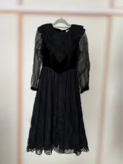 黒 ベルベット レース ワンピース ヴィンテージ