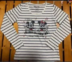 レディース　ミッキー ミニー 長袖Tシャツ　古着　穴あきあり