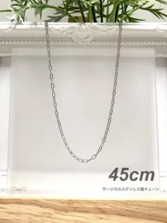 【オーバルリングネックレス 2mm シルバー 45cm】ステンレス a09