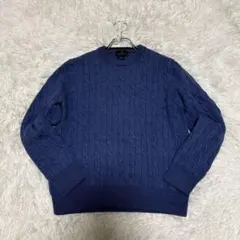 ブルックスブラザーズ メリノウール ケーブル編み ニット ブルー Lサイズ