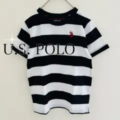 U.S. POLO ASSN. ボーダー半袖コットンTシャツ（140cm)白　黒のサムネイル