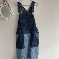 デニムサロペット バンダナ柄裏地　新品