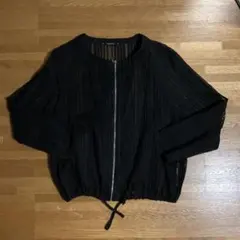 ZARA シースルー　ノーカラーブルゾン　ブラックのサムネイル