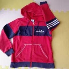 adidas フード付きパーカー 赤/ネイビー