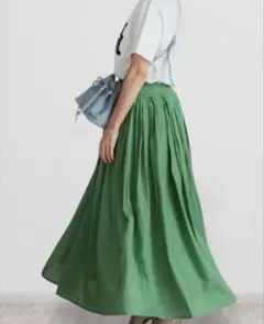 ★美品★coca　コットンボイルフレアスカート★グリーンのサムネイル