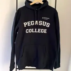 カレッジ　ロゴ　パーカー　スウェット　古着　M ネイビー