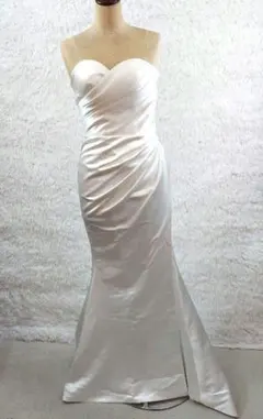 ウエディングドレス　マーメイド　XS サテン　スリット　オフショル　シンプル