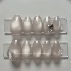 【現品】ネイルチップ 韓国風 マグネット シンプル グレー ビジューネイル 大人