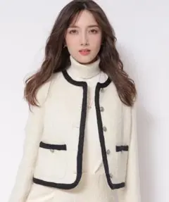 ツイード ノーカラージャケット