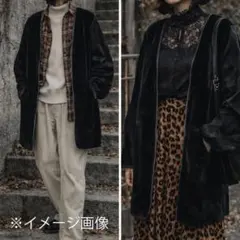 M相当 ライナーロンドンタウン フェイクファー コート 黒(ブラック)系 古着