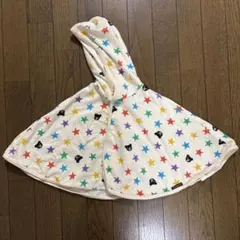 ベビーポンチョ・フード付き・星柄　70-80