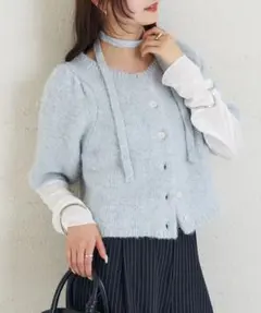 mystic 大人気即完 ふわふわ半袖ニットカーディガン