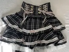 LIZLISA はしごリボンチェックティアードスカパン ブラック 正規品