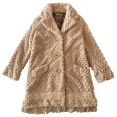 00s axes femme エコファーコート 刺繍・レース付き 花ボタン