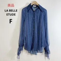 美品 LA BELLE ETUDE 小花柄チュールドッキングデザイン シャツ Fのサムネイル