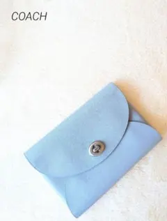 美品❣　COACH　ミニポーチ　ブルーグレー　　　 匿名配送　即日発送