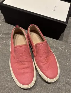 グッチ GG柄 ロゴ スリッポン スニーカー ピンク