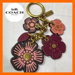 極美品COACH コーチ ティー ローズ ミックス バッグ チャームキーホルダー