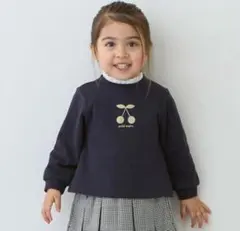 【新品未使用】プティマイン　さくらんぼ　キラキラ　トレーナー　ネイビー　100