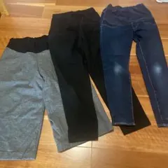 マタニティ Mサイズ　パンツ ボトムス3点セット　デニム、黒綿パン、ワイドパンツ