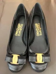 TIME SALE Ferragamo ブラック バレエフラットシューズ