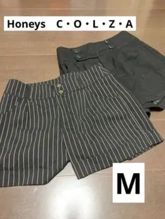 Honeys　COLZAミニ丈ショートパンツ　2枚セット　キレイめ　ブラック