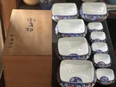 香蘭社製　お刺身鉢5客　醤油皿5客セット　木箱付き