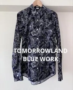 TOMORROWLAND BLUE WORK 長袖プリントシャツ　ネイビー　Mのサムネイル