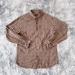 【UNIQLO】ユニクロ(L)チェック柄 ネルシャツ カジュアル 長袖 ブラウン