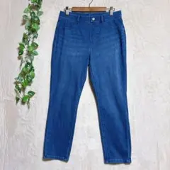 a1934ユニクロ デニムレギンスパンツ スキニーストレッチ 総ゴムブルー