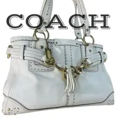 【美品】 COACH コーチ トートバッグ レザー ホワイトホワイト×ゴールド