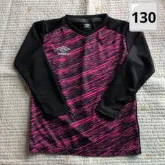 umbro ピンク ブラック ストライプ 長袖シャツ