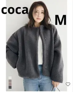 coca♡ウォッシャブルボアブルゾン　チャコール　M