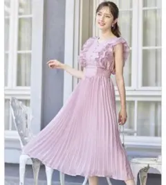 ウエストシャーリングチュールフリルプリーツワンピース