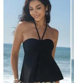 レディース 水着 3点セット 黒 タンキニ ショートパンツ付き