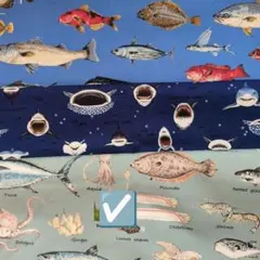 40×60 ランチョンマット 2枚　海の生き物　魚　白　ブルー　ハンドメイド