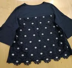 MISSEL ミゼール　プルオーバー　L ネイビー　花　綿のサムネイル