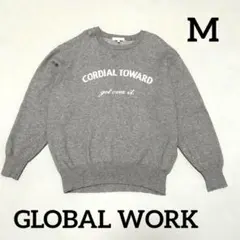 GLOBAL WORK✳︎英字プリントグレー クルーネックセーター