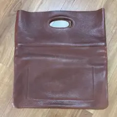 ブラウンレザー クラッチバッグ ハンドル付き